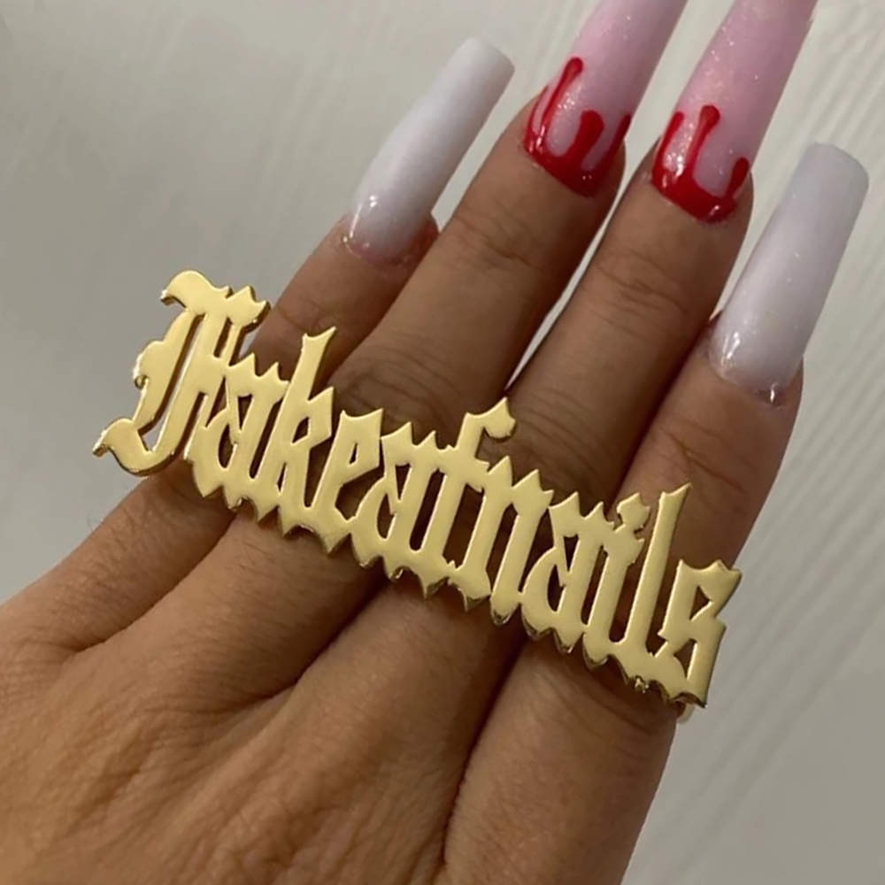 Initial Ring Custom - Aangepaste naamring voor mannen vrouwen Gouden