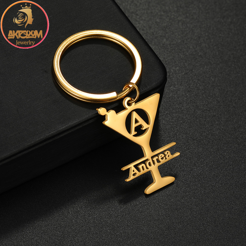 Initial Ring Custom - Akizoom Gepersonaliseerde Sleutelhanger met Grote Letter,